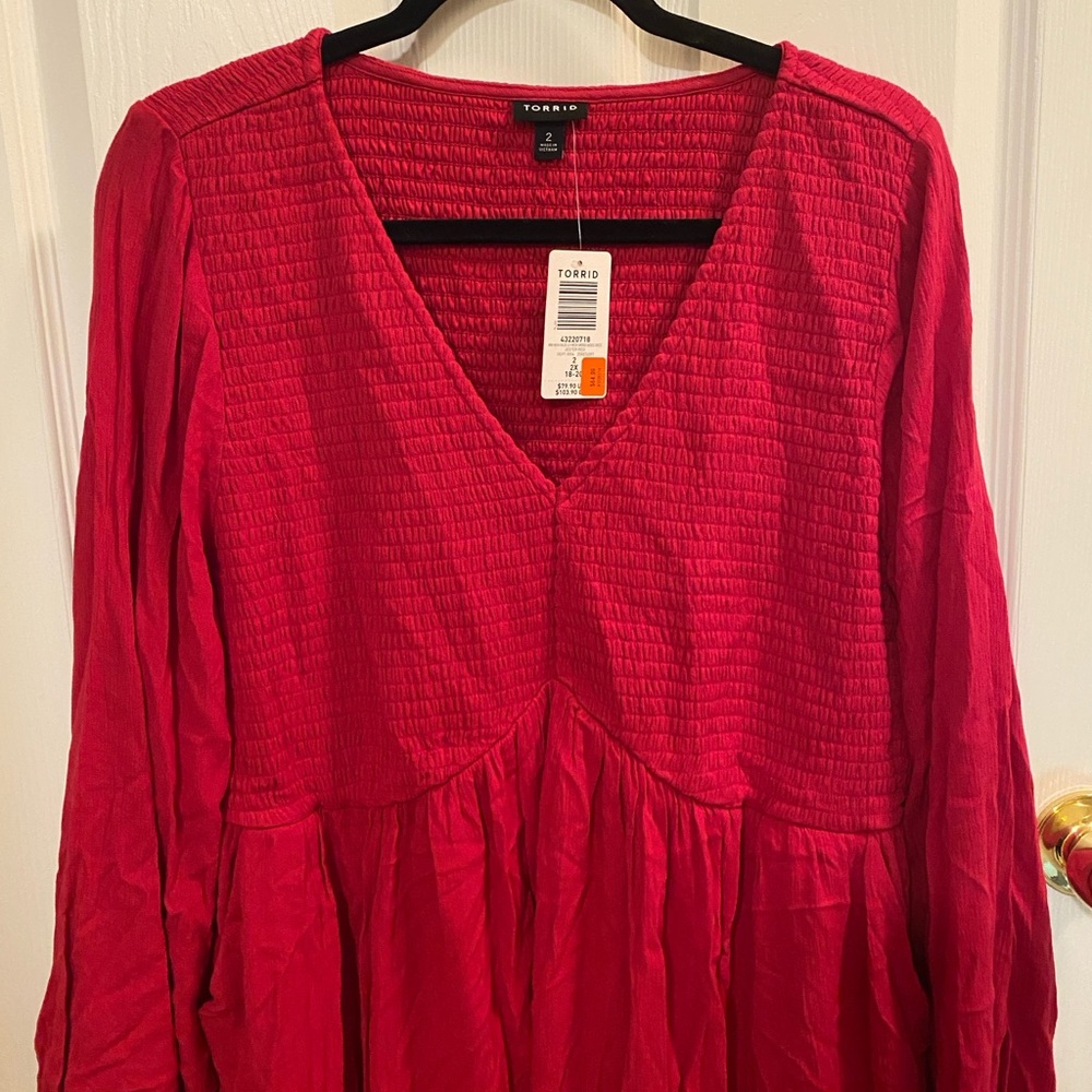 Torrid Vibrant Red Long Sleeve Dress